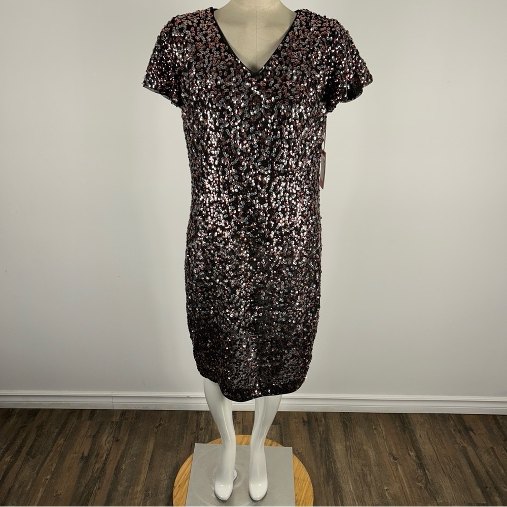 Vince Camuto Sparkling Black and Pink Mini Dress